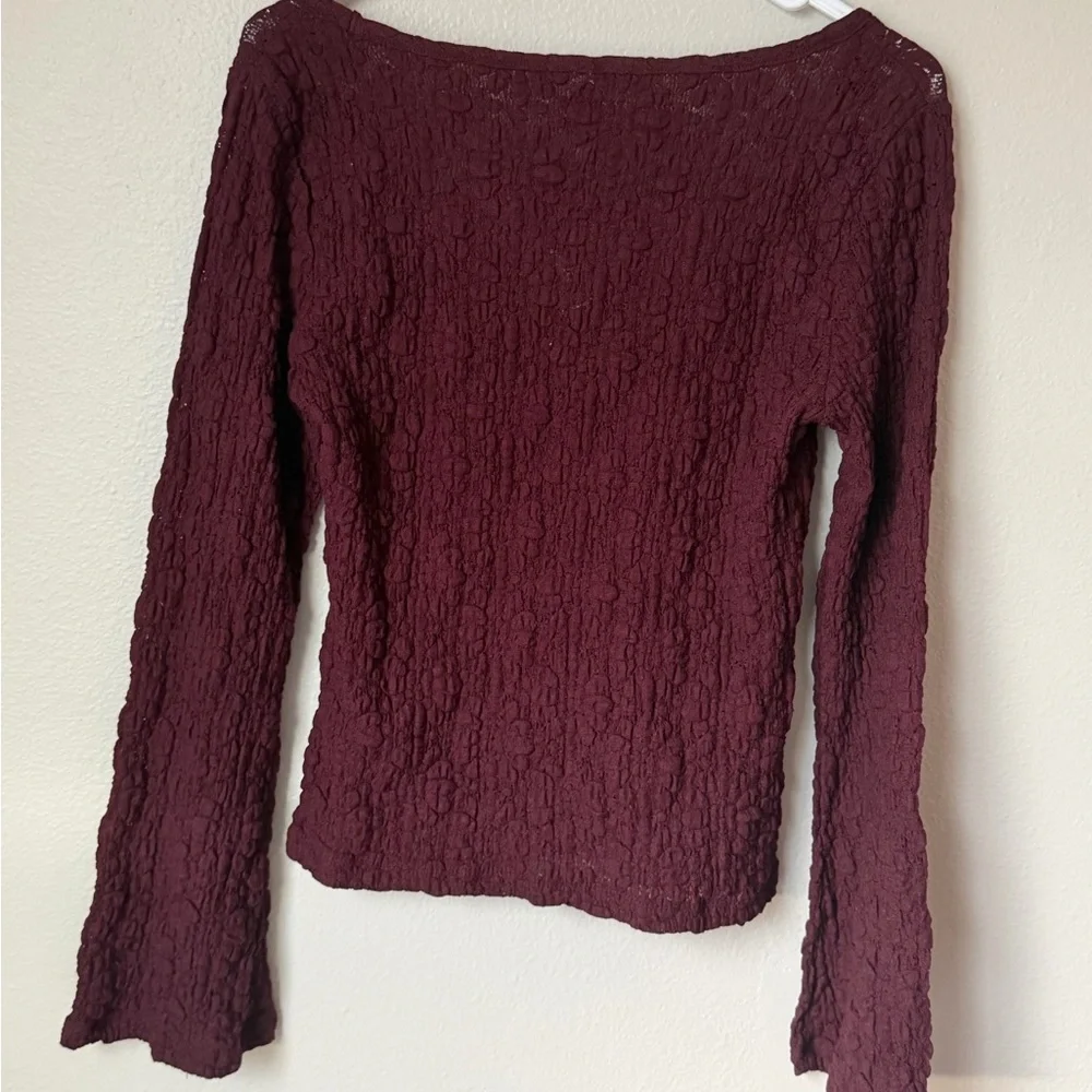 Old Navy Textured Lace Scoop-Neck Top in Maroon Women’s Med Romantic Whimsigoth - Picture 6 of 6